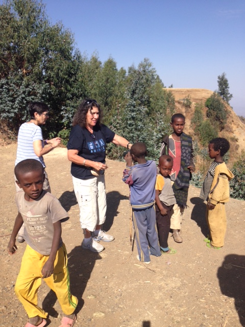 Janice with Ethiopian children